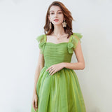 Cinessd - Bow Detaiing Ruched Bodice Elegant Long Party Prom Dress