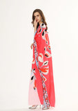 Cinessd - Floral Printed Loose Design Elegant Maxi Dresses