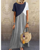 Cinessd - Women Sundress Summer Long Dress Patchwork Loose Party Maxi Dresses