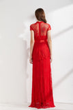 Cinessd - Lace Ruffles Elegant Long Pencil Evening Party Prom