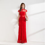 Cinessd - Lace Ruffles Elegant Long Pencil Evening Party Prom