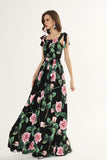 Cinessd - Printed Ruched Ruffles Fashion Designer Party Long Maxi Dresses