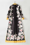 Cinessd - Long Sleeves Floral Printed Loose Designer Fashion Casual Split Long Dresses