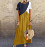 Cinessd - Women Sundress Summer Long Dress Patchwork Loose Party Maxi Dresses