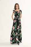 Cinessd - Printed Ruched Ruffles Fashion Designer Party Long Maxi Dresses