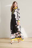 Cinessd - Long Sleeves Floral Printed Loose Designer Fashion Casual Split Long Dresses