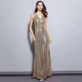 Cinessd - Sequined Elegant Fashion Party Prom Long Maxi Dress