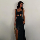 Cinessd - Sexy Hollow Sleeveless Maxi Dress