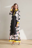 Cinessd - Long Sleeves Floral Printed Loose Designer Fashion Casual Split Long Dresses