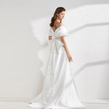 Cinessd - Back Bow Elegant Chapel Train Long Evening Prom Gown