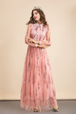 Cinessd - Long Sleeves Sequined Patchwork Elegant Maxi Party Dresses