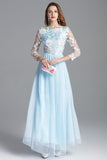 Cinessd - Embroidery Long Sleeves Party Prom Elegant Floral Maxi Fashion Dresses