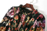 Cinessd - Floral Printed Ruffles Elegant Designer Casual Holiday Maxi Dresses