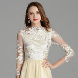 Cinessd - Embroidery Long Sleeves Party Prom Elegant Floral Maxi Fashion Dresses