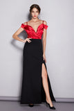 Cinessd - Sexy Spaghetti Stripes Low V Neck Split Elegant Long Prom Maxi Dresses