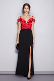 Cinessd - Sexy Spaghetti Stripes Low V Neck Split Elegant Long Prom Maxi Dresses