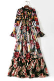 Cinessd - Floral Printed Ruffles Elegant Designer Casual Holiday Maxi Dresses