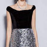 Cinessd - Bodice Patchwork Sequined Elegant Long Party Dresses