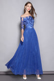 Cinessd - Lace Patchwork Party Prom Elegant Long Designer Runway Dresses