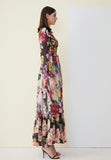 Cinessd - Floral Printed Ruffles Elegant Designer Casual Holiday Maxi Dresses