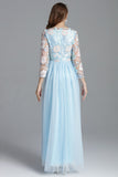 Cinessd - Embroidery Long Sleeves Party Prom Elegant Floral Maxi Fashion Dresses