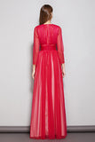 Cinessd - Sexy V Neck Long Sleeves Ruched Waist Layered Elegant Maxi Dresses