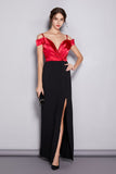 Cinessd - Sexy Spaghetti Stripes Low V Neck Split Elegant Long Prom Maxi Dresses