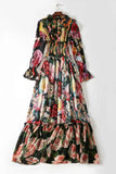 Cinessd - Floral Printed Ruffles Elegant Designer Casual Holiday Maxi Dresses