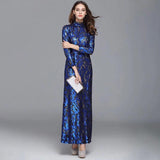 Cinessd - Long Sleeves Sequined Elegant Fashion Party Prom Maxi Gown