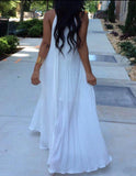 Cinessd - Halter White Pleated Maxi Dress