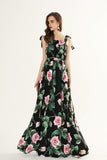 Cinessd - Printed Ruched Ruffles Fashion Designer Party Long Maxi Dresses