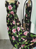 Cinessd - Printed Ruched Ruffles Fashion Designer Party Long Maxi Dresses