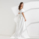 Cinessd - Back Bow Elegant Chapel Train Long Evening Prom Gown