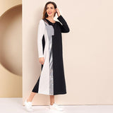 Cinessd - Women Casual Dress Sequin Panel Colorblock O Neck Long Sleeve Maxi Dresses