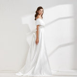 Cinessd - Back Bow Elegant Chapel Train Long Evening Prom Gown