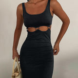 Cinessd - Sexy Hollow Sleeveless Maxi Dress