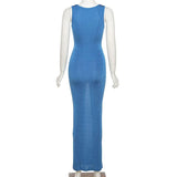 Cinessd - Sexy Cut Out Sleeveless Long Maxi Dress