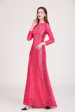 Cinessd - Long Sleeves Beaded Elegant Long Prom Runway Dresses