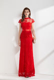 Cinessd - Lace Ruffles Elegant Long Pencil Evening Party Prom