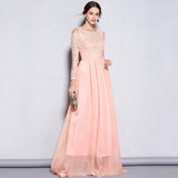 Cinessd - Lace Patchwork Off the Shoulder Fashion Maxi Party Prom Dress