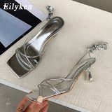 Cinessd Eilyken Fashion Gold Silver Sandals Thin Low Heel Lace Up Rome Summer Gladiator Women Casual Narrow Band Shoes