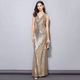 Cinessd - Sequined Elegant Fashion Party Prom Long Maxi Dress