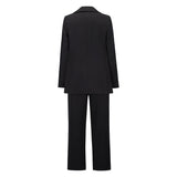 Cinessd- Large Lapel Double Breasted Blazer and Straight Pants Set