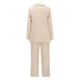 Cinessd- Large Lapel Double Breasted Blazer and Straight Pants Set