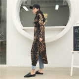 Cinessd - Leopard print shirt dress women long sleeve causal loose split dress Fashion summer streetwear Button up korean dresses vestidso