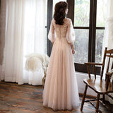 Cinessd - Long Sleeves Elegant O-neck Prom Dresses