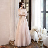 Cinessd - Long Sleeves Elegant O-neck Prom Dresses