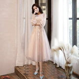 Cinessd - Long Sleeves Elegant O-neck Prom Dresses