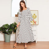 Cinessd - Boho Polka Dot Long Dresses Women Flounce Sleeve Square Collar Summer Dress Women Maxi Dress Vestidos