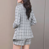 Cinessdshop business casual outfits Autumn and Winter New Plaid Long-Sleeved Suit Jacket Women's Skirt Pants Two-Piece Suit Elegant Fashion Temperament Fashion